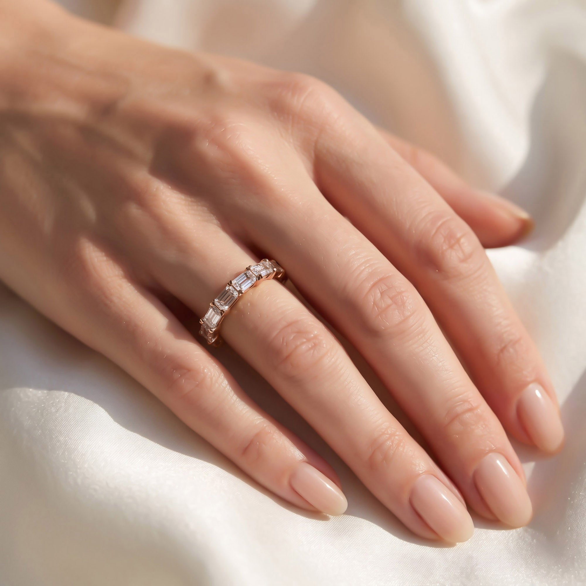 Emerald-Cut Half-Eternity Band Ring | Lab-Grown Diamond
