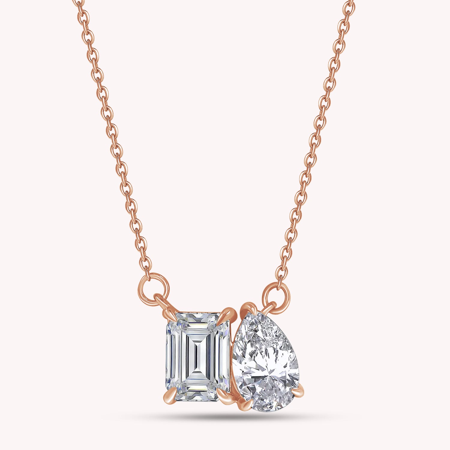 Pear & Emerald Shape Lab Grown Diamond Toi Et Moi Pendant Necklace