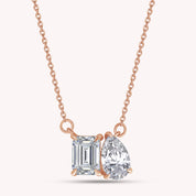 Pear & Emerald Shape Lab Grown Diamond Toi Et Moi Pendant Necklace