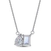 Pear & Emerald Shape Lab Grown Diamond Toi Et Moi Pendant Necklace