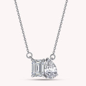 Pear & Emerald Shape Lab Grown Diamond Toi Et Moi Pendant Necklace
