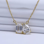 Pear & Emerald Shape Lab Grown Diamond Toi Et Moi Pendant Necklace