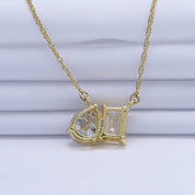 Pear & Emerald Shape Lab Grown Diamond Toi Et Moi Pendant Necklace