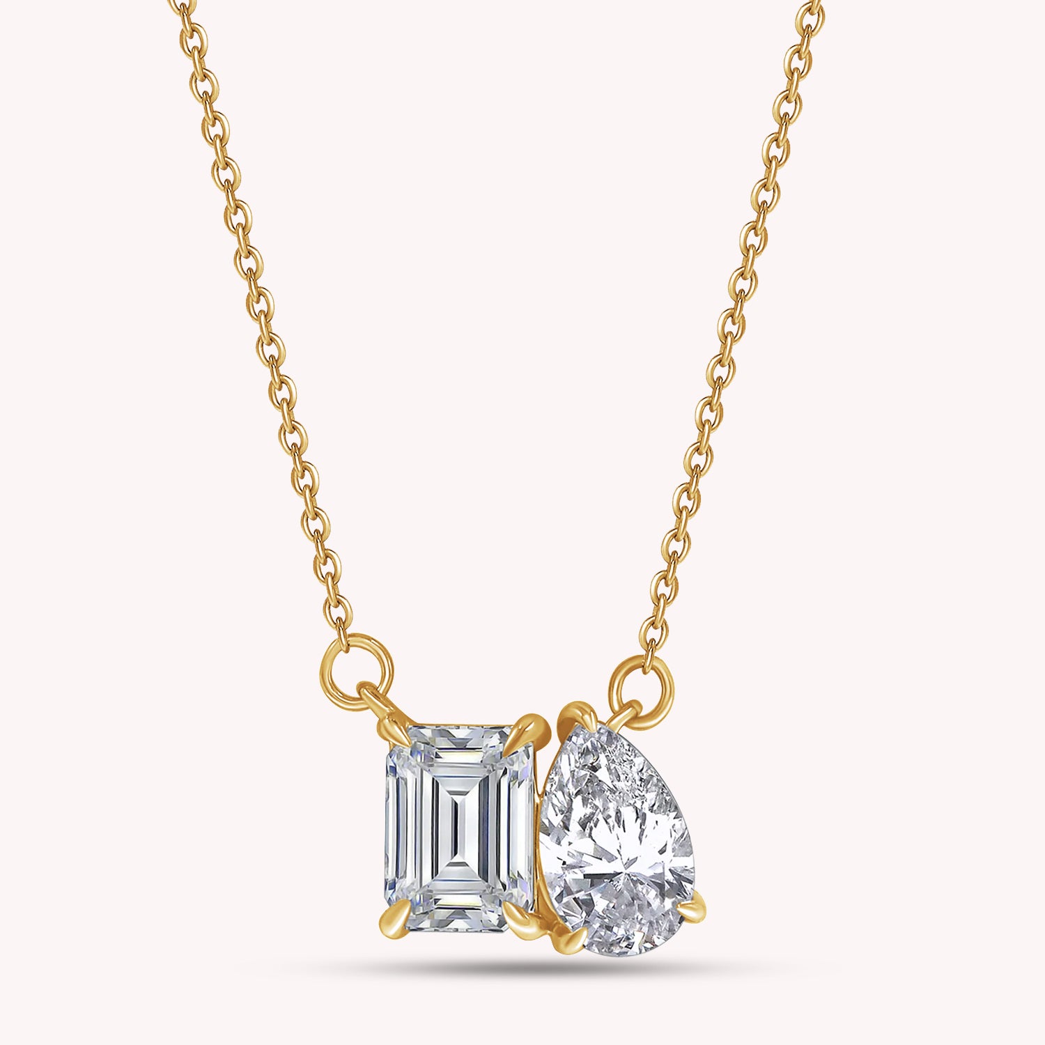 Pear & Emerald Shape Lab Grown Diamond Toi Et Moi Pendant Necklace