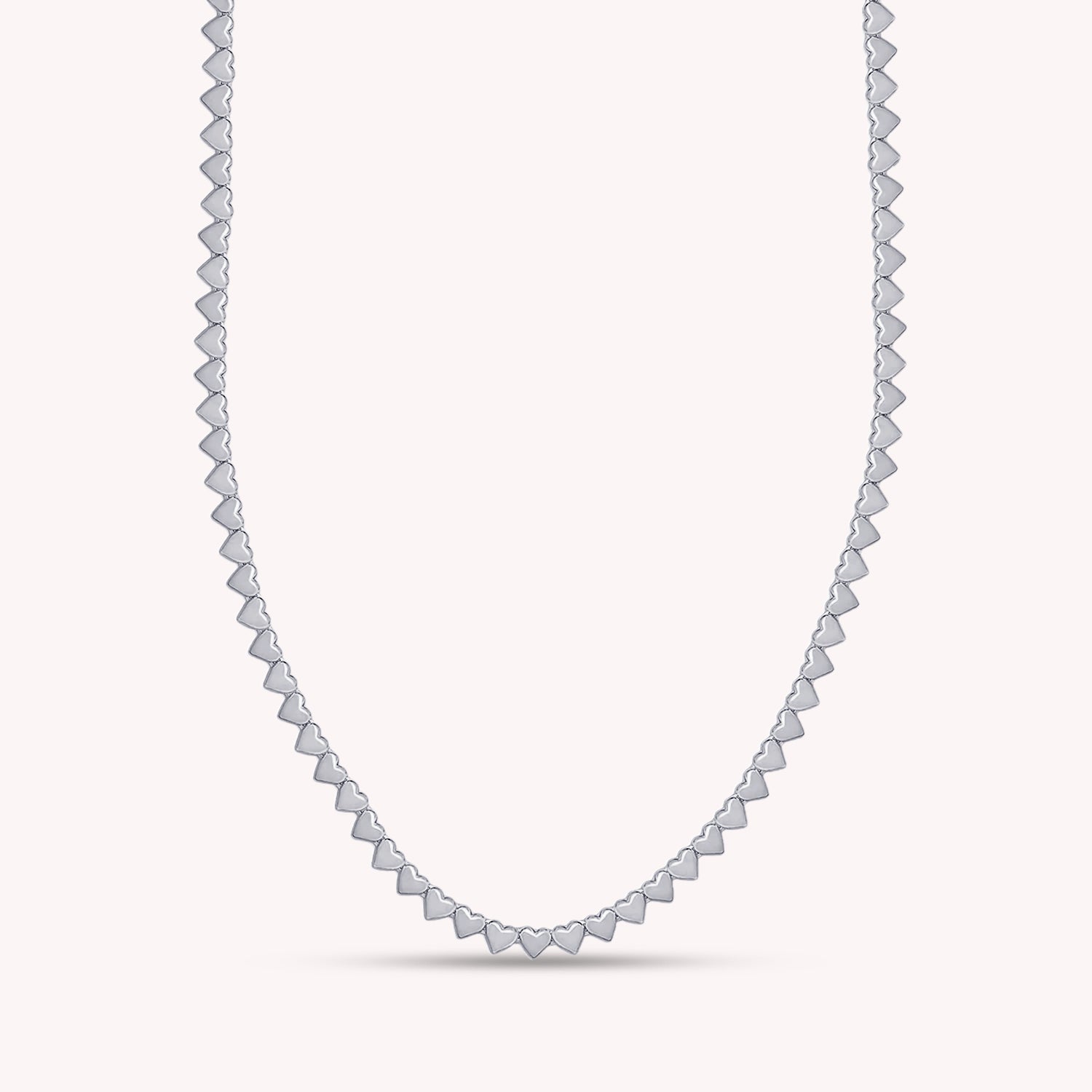 4MM Plain Heart Shape Link Necklace (16 Inch to 20 Inch)
