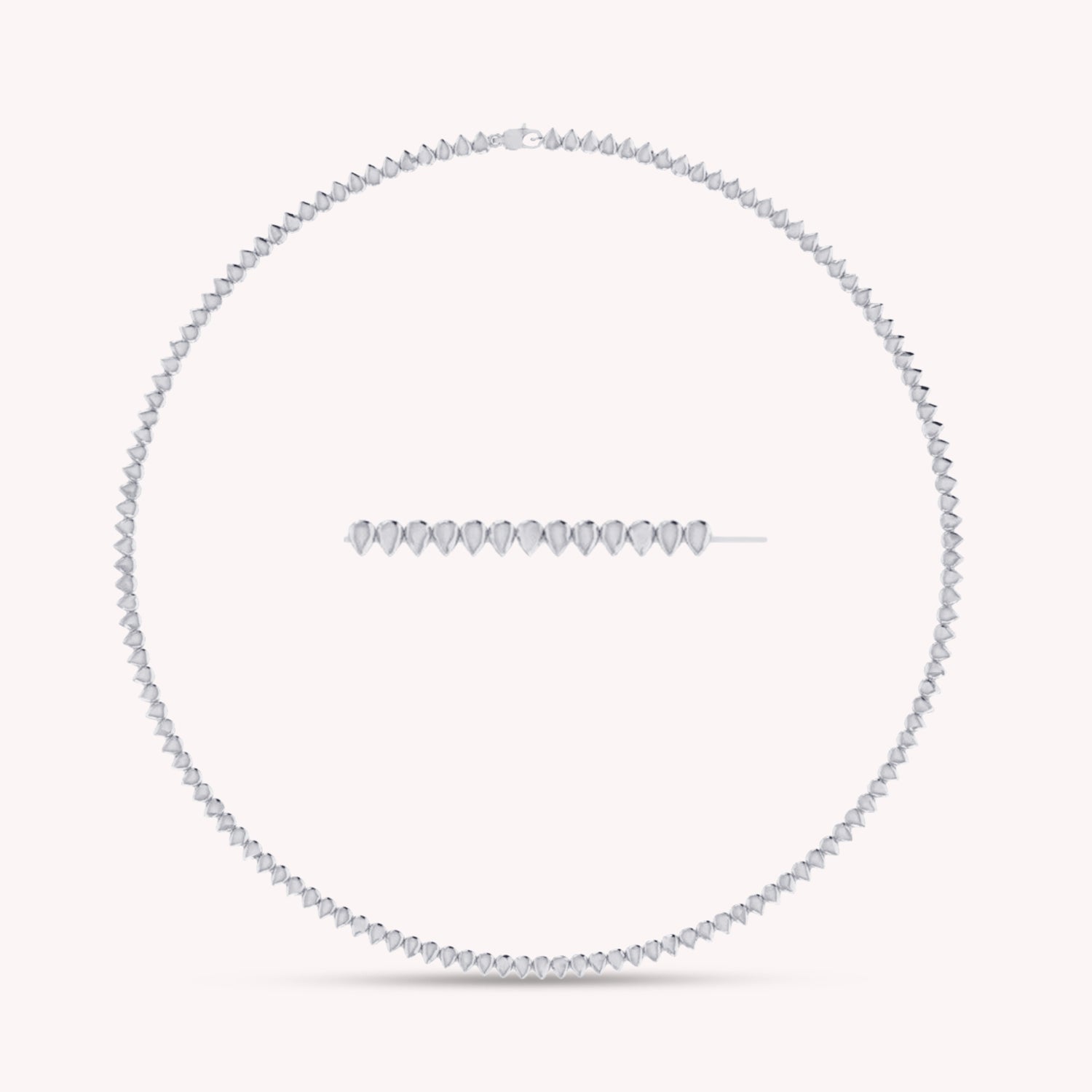 4MM Plain Pear Shape Link Necklace (16 to 20 inch)