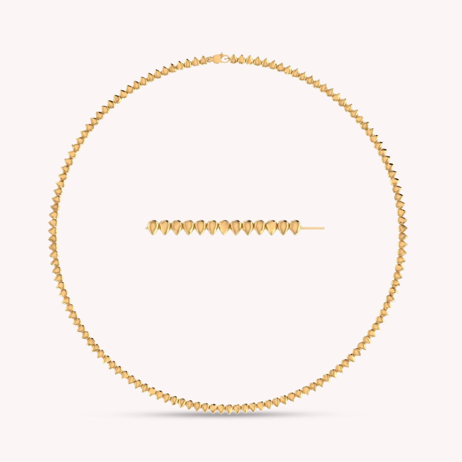 4MM Plain Pear Shape Link Necklace (16 to 20 inch)