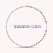 Half & Half Round And Baguette Shape White Cubic Zirconia Tennis Chain Necklace