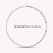 Half & Half Round And Baguette Shape White Cubic Zirconia Tennis Chain Necklace