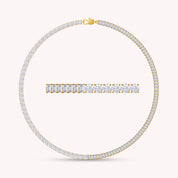 Half & Half Round And Baguette Shape White Cubic Zirconia Tennis Chain Necklace