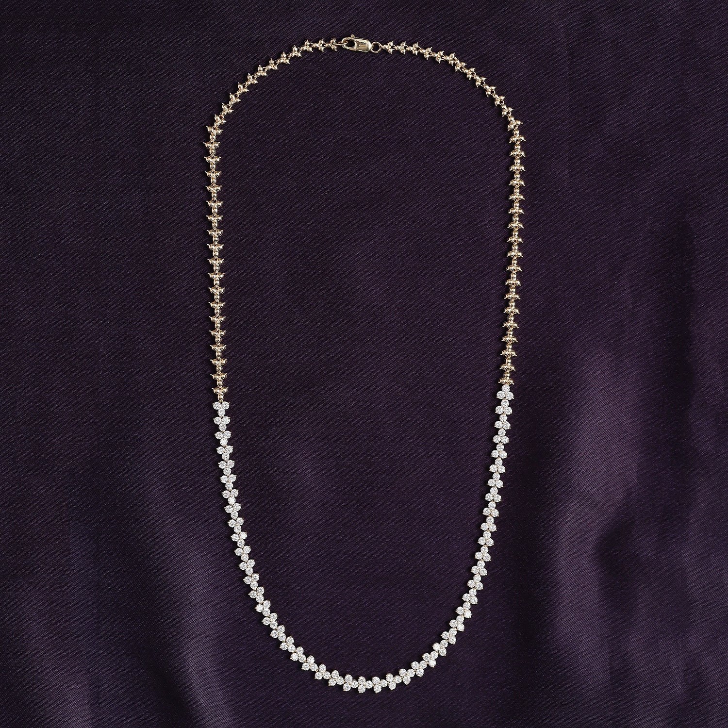 Round Shape Lab Created Moissanite Diamond 4.4MM Width Link Chain Necklace