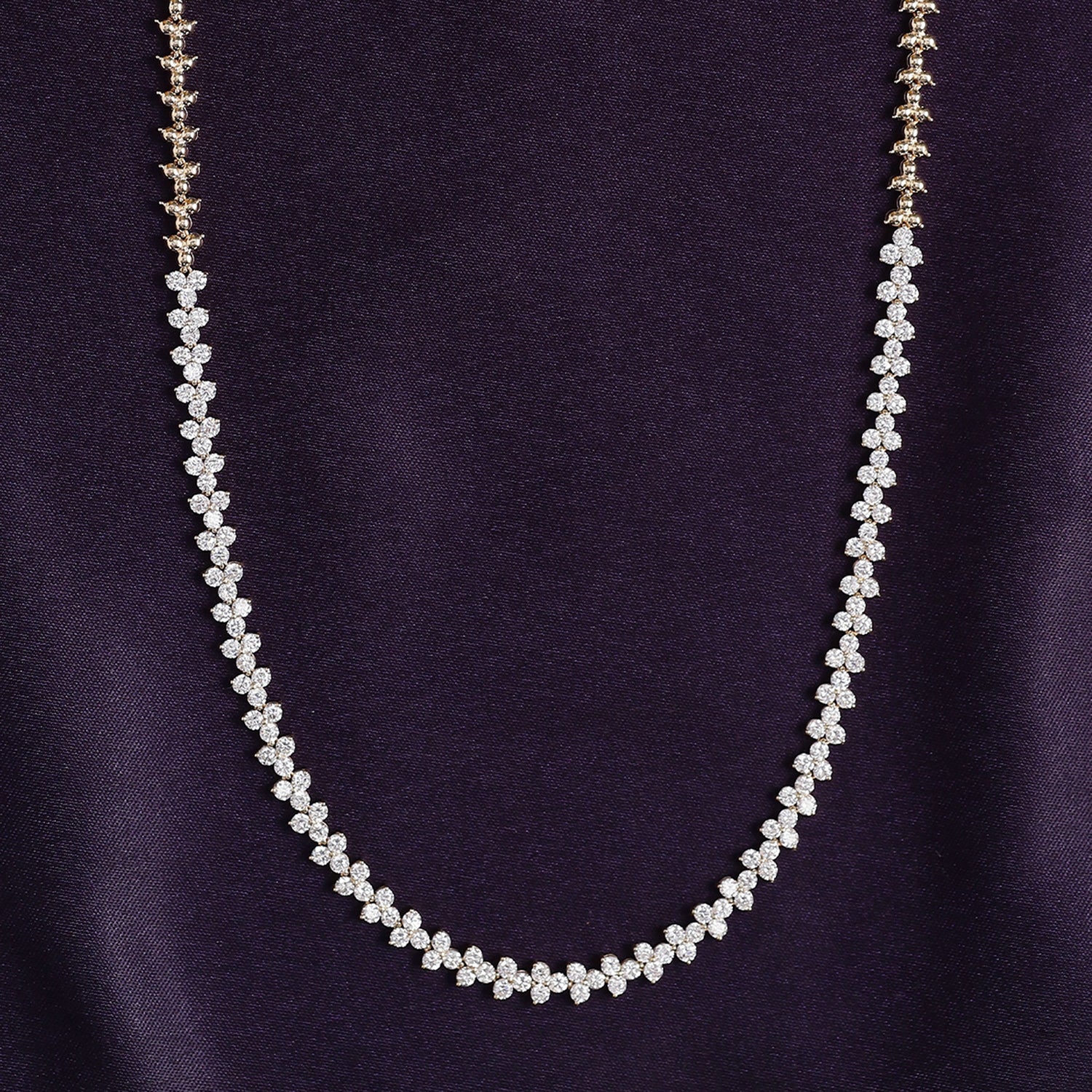 Round Shape Lab Created Moissanite Diamond 4.4MM Width Link Chain Necklace