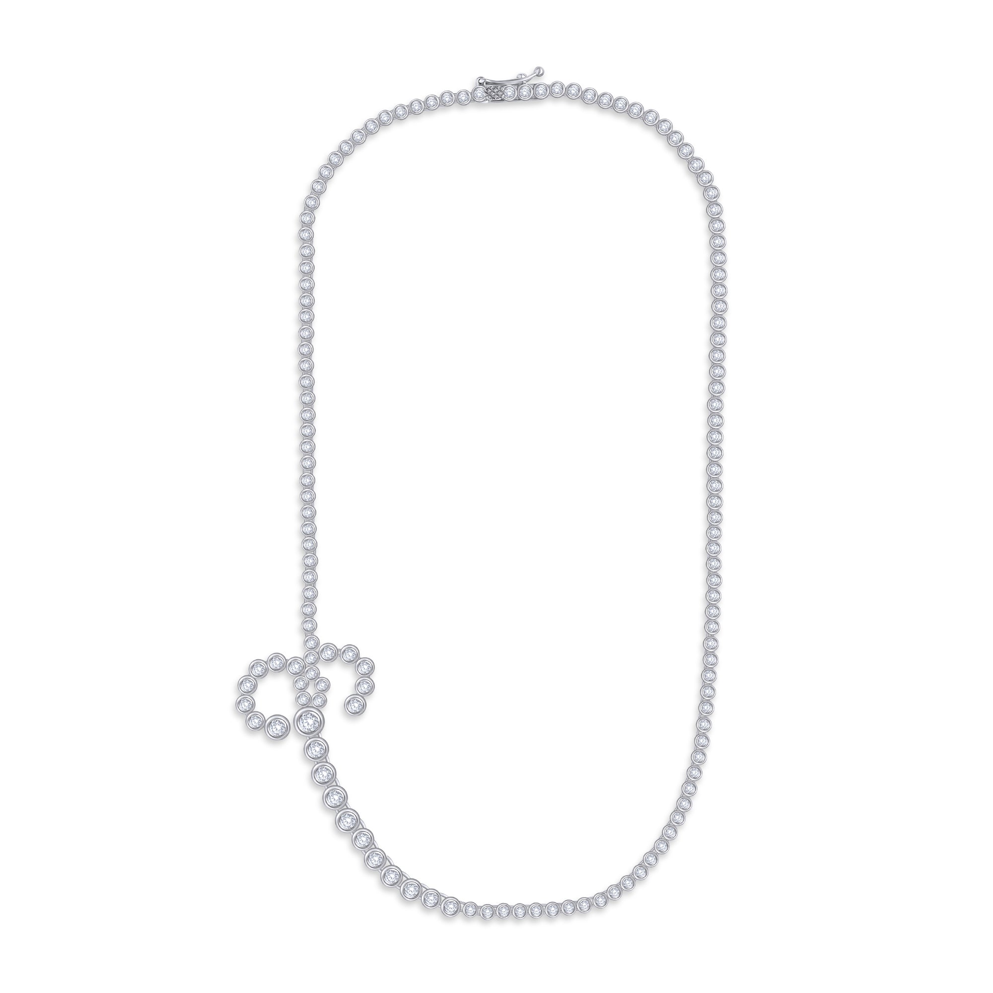 Tennis Bezel Set Initial Letter Lab Created Moissanite Necklace