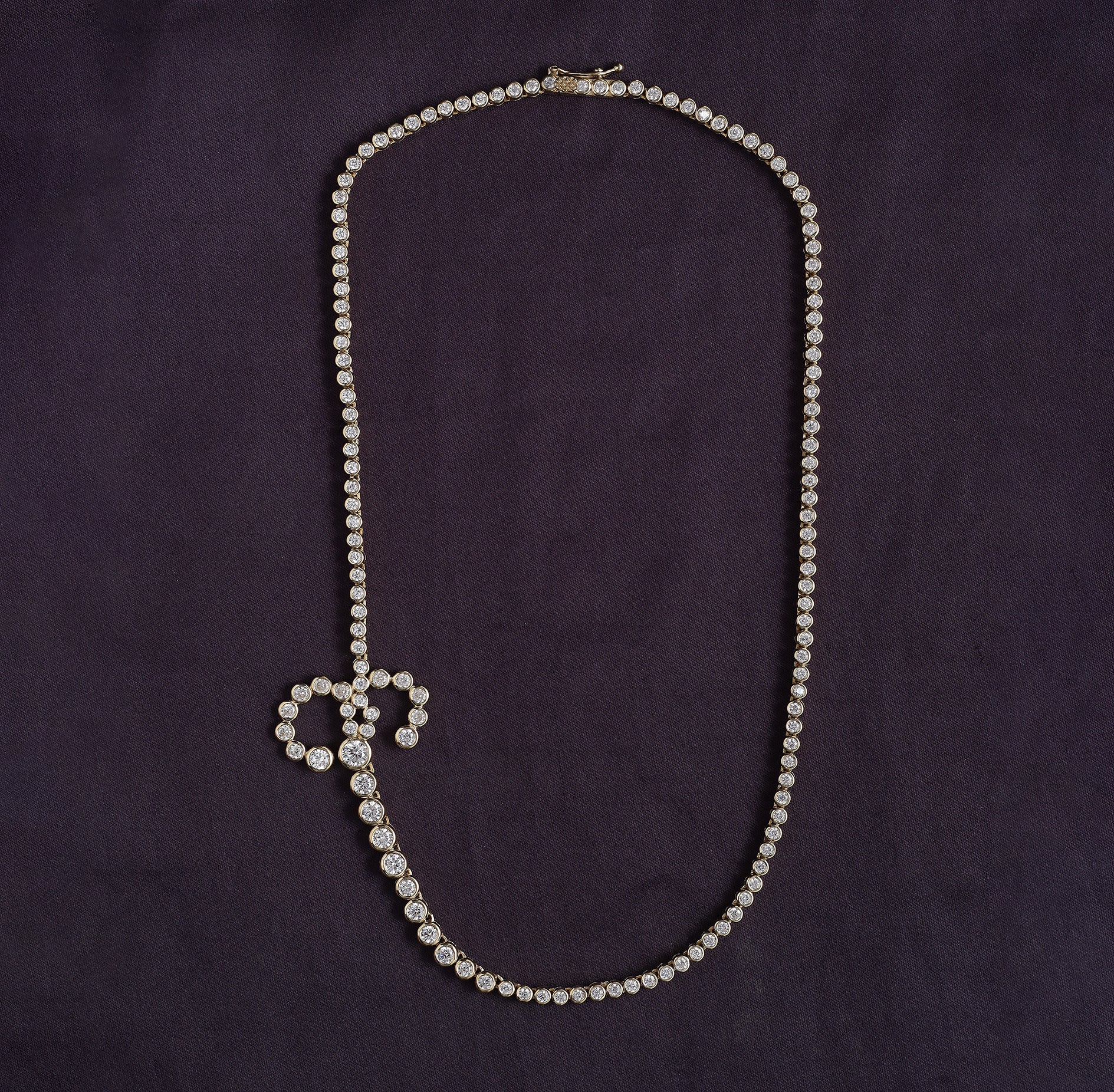 Tennis Bezel Set Initial Letter Lab Created Moissanite Necklace