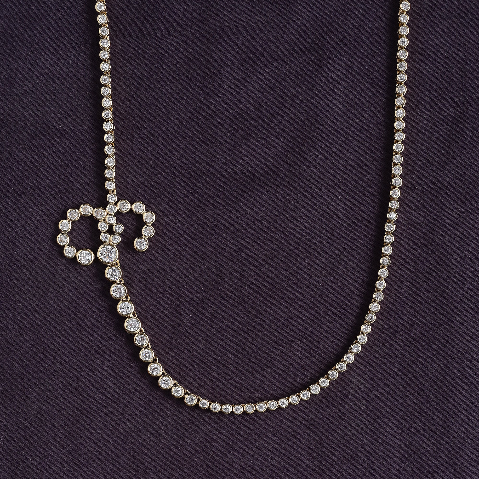 Tennis Bezel Set Initial Letter Lab Created Moissanite Necklace