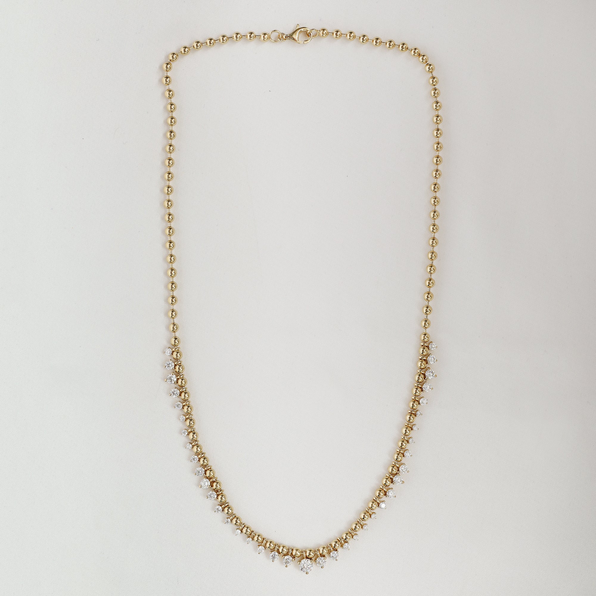 KIN Necklace with 3.00MM Bead Chain in Lab Created Moissanite
