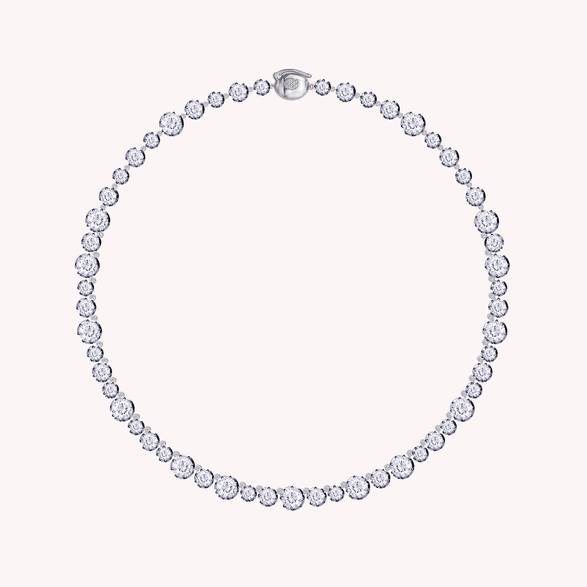 Two Tone Choker Tennis Necklaces For Women 27.00 Carat Round Lab Created Moissanite