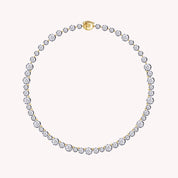 Two Tone Choker Tennis Necklaces For Women 27.00 Carat Round Lab Created Moissanite