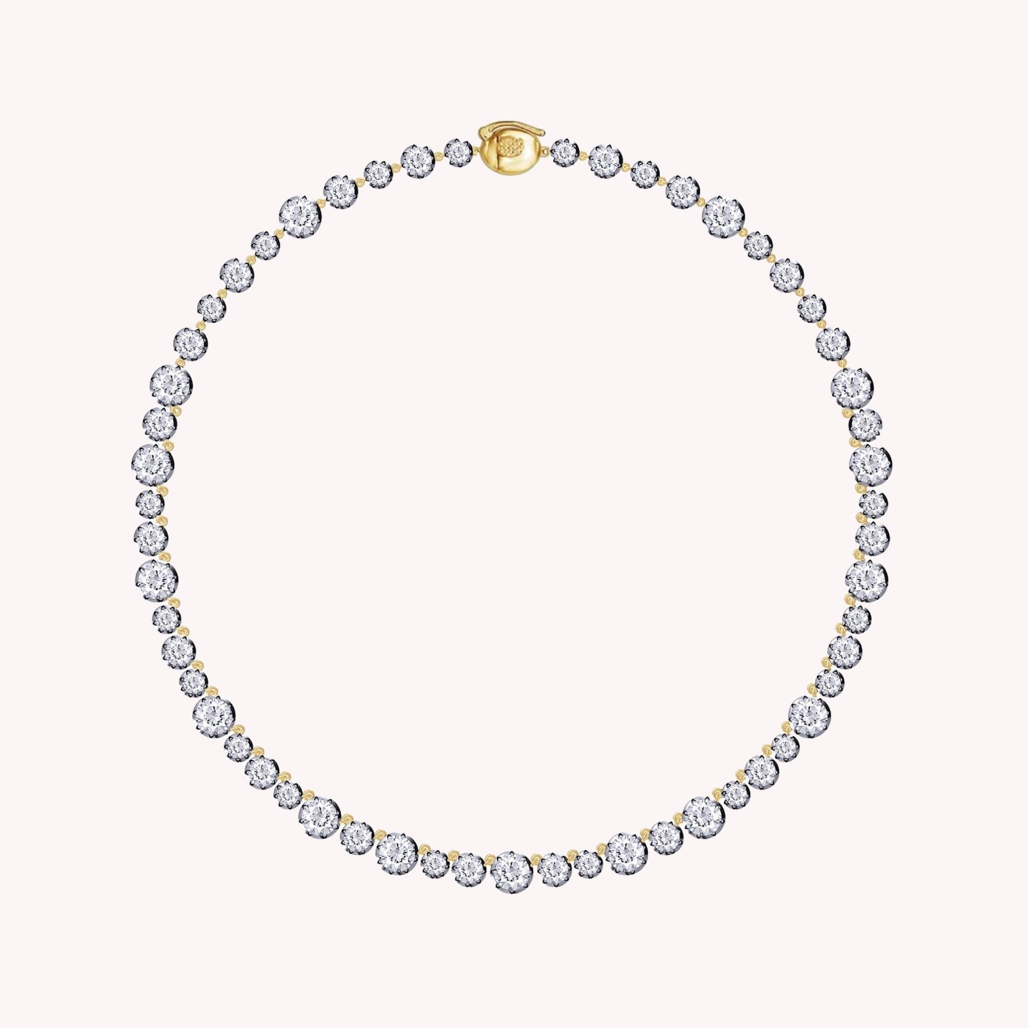 Two Tone Choker Tennis Necklaces For Women 27.00 Carat Round Lab Created Moissanite