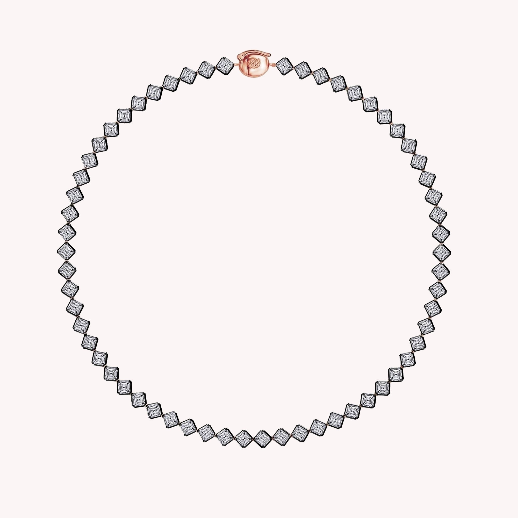 Asscher Shape White Cubic Zirconia Full Circle Tennis Necklace