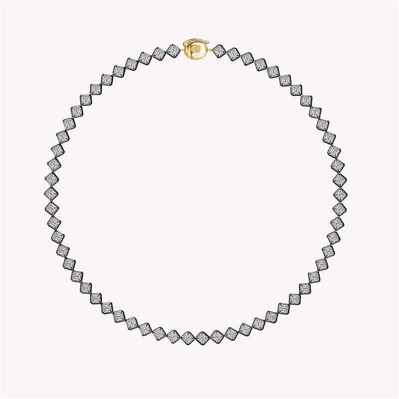 Asscher Shape White Cubic Zirconia Full Circle Tennis Necklace