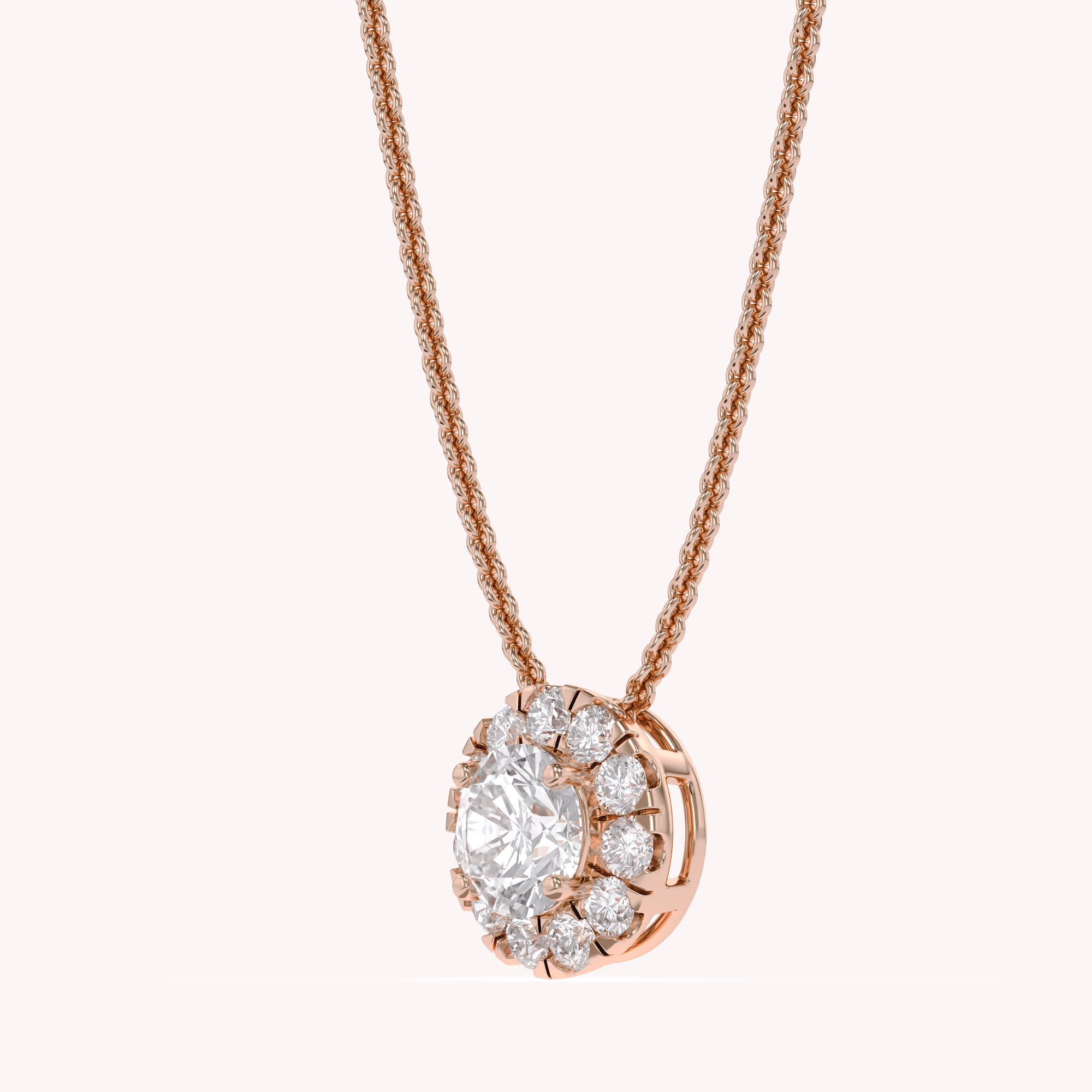 Halo Solitaire Lab Grown Diamond Pendant Necklace