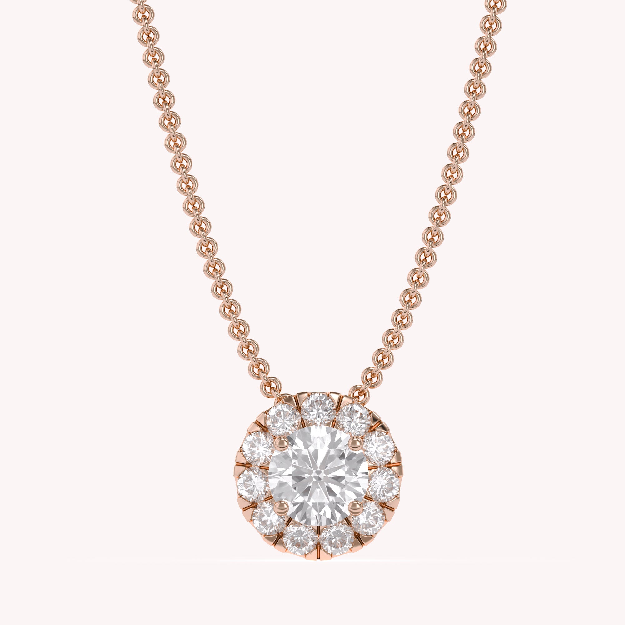 Halo Solitaire Lab Grown Diamond Pendant Necklace