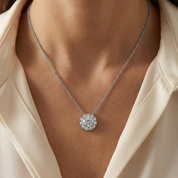 Halo Solitaire Lab Grown Diamond Pendant Necklace