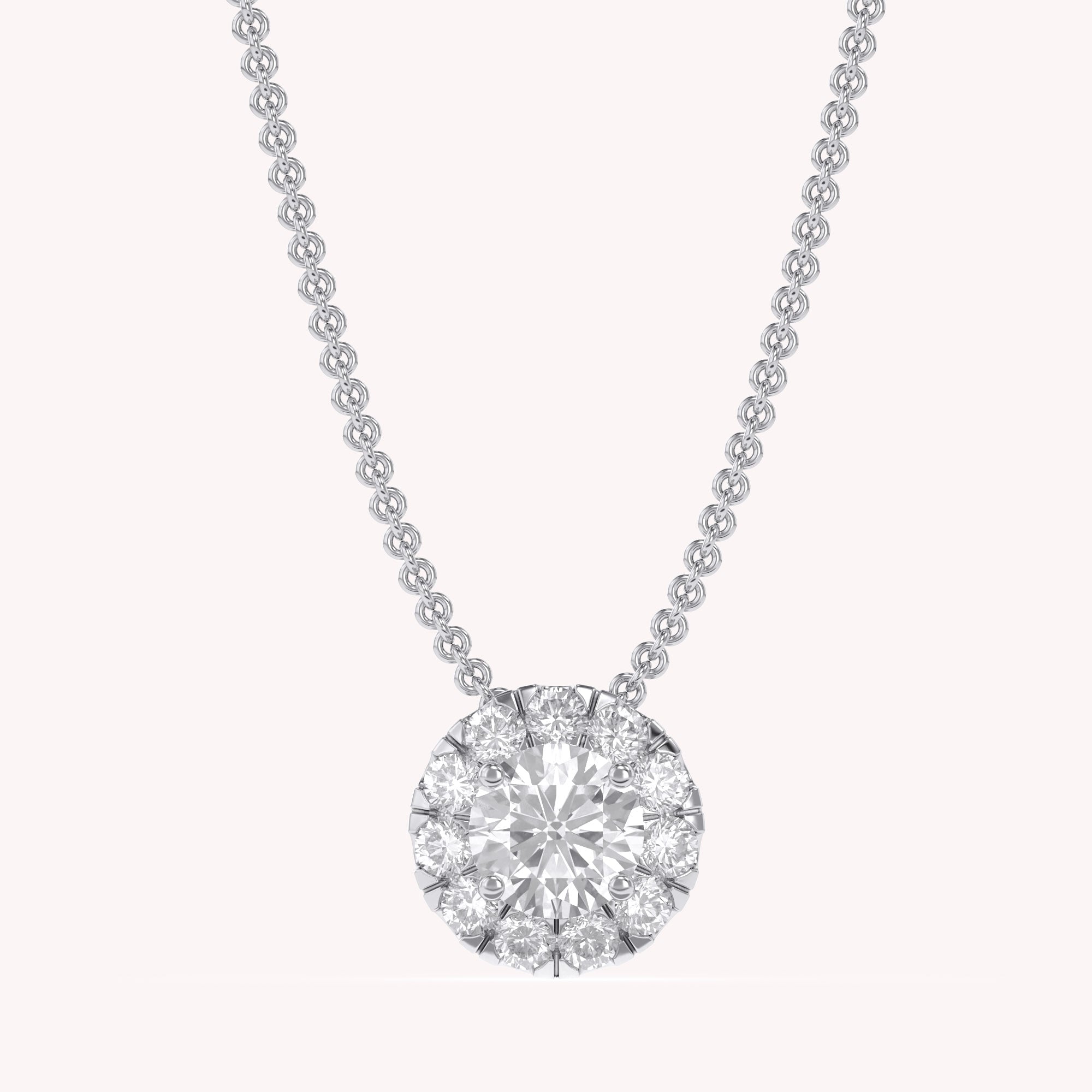 Halo Solitaire Lab Grown Diamond Pendant Necklace
