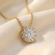 Halo Solitaire Lab Grown Diamond Pendant Necklace
