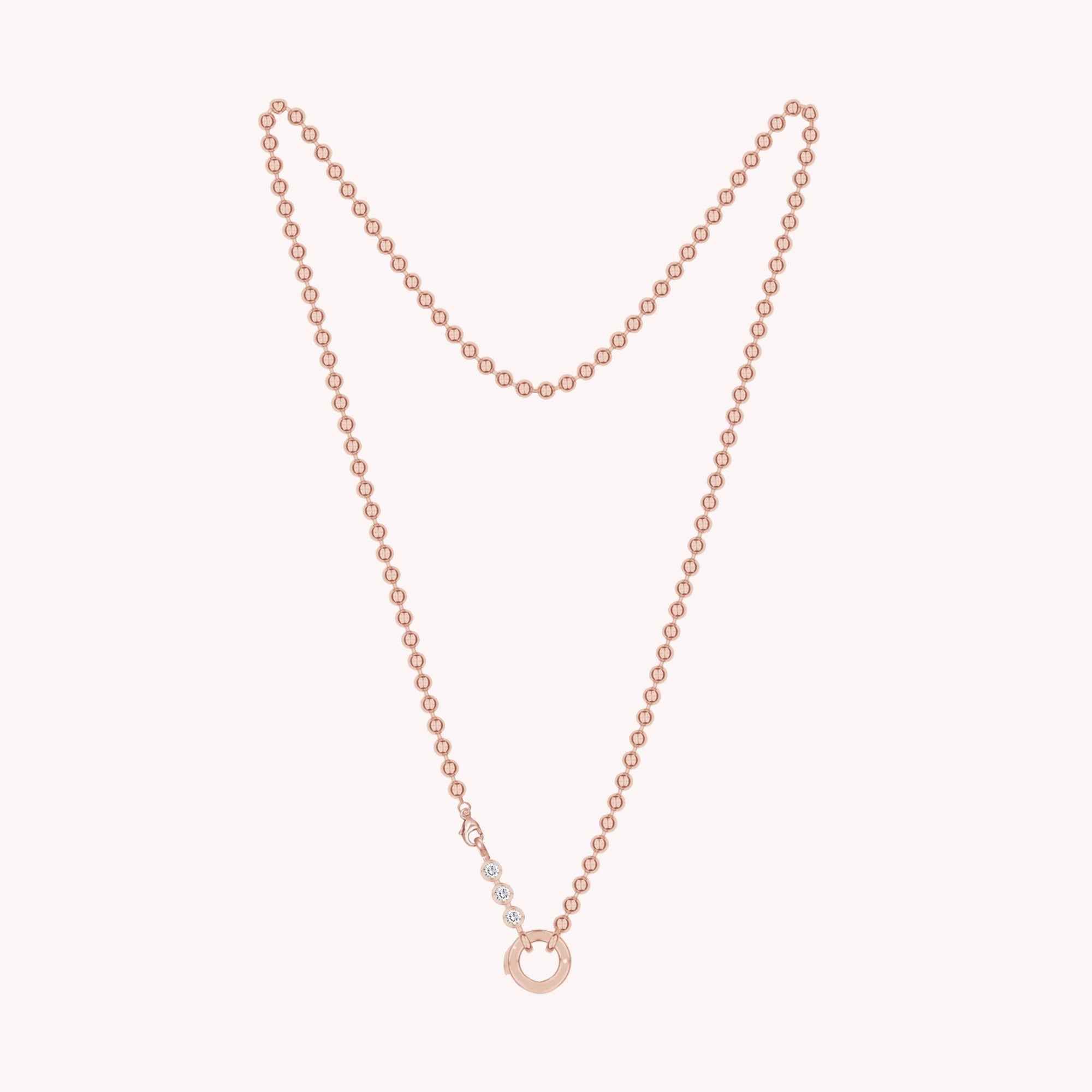 3mm Bead Chain 16" Necklace with Three Stone Chain Connector