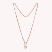 Heart Lab Created Moissanite and Round Lab Grown Diamond Solitaire Pendant Necklace