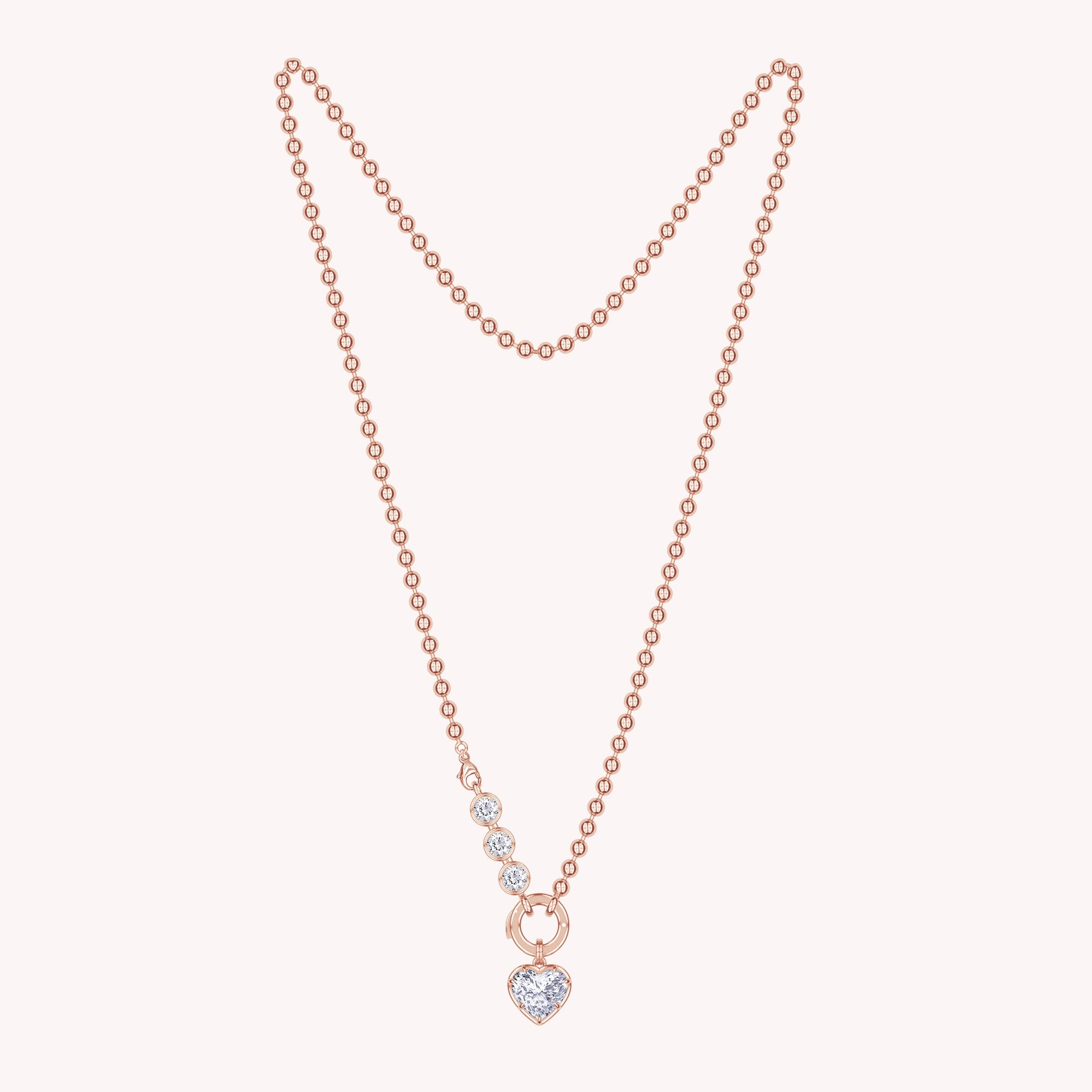 Heart Lab Created Moissanite and Round Lab Grown Diamond Solitaire Pendant Necklace