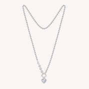 Heart Lab Created Moissanite and Round Lab Grown Diamond Solitaire Pendant Necklace