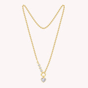 Heart Lab Created Moissanite and Round Lab Grown Diamond Solitaire Pendant Necklace