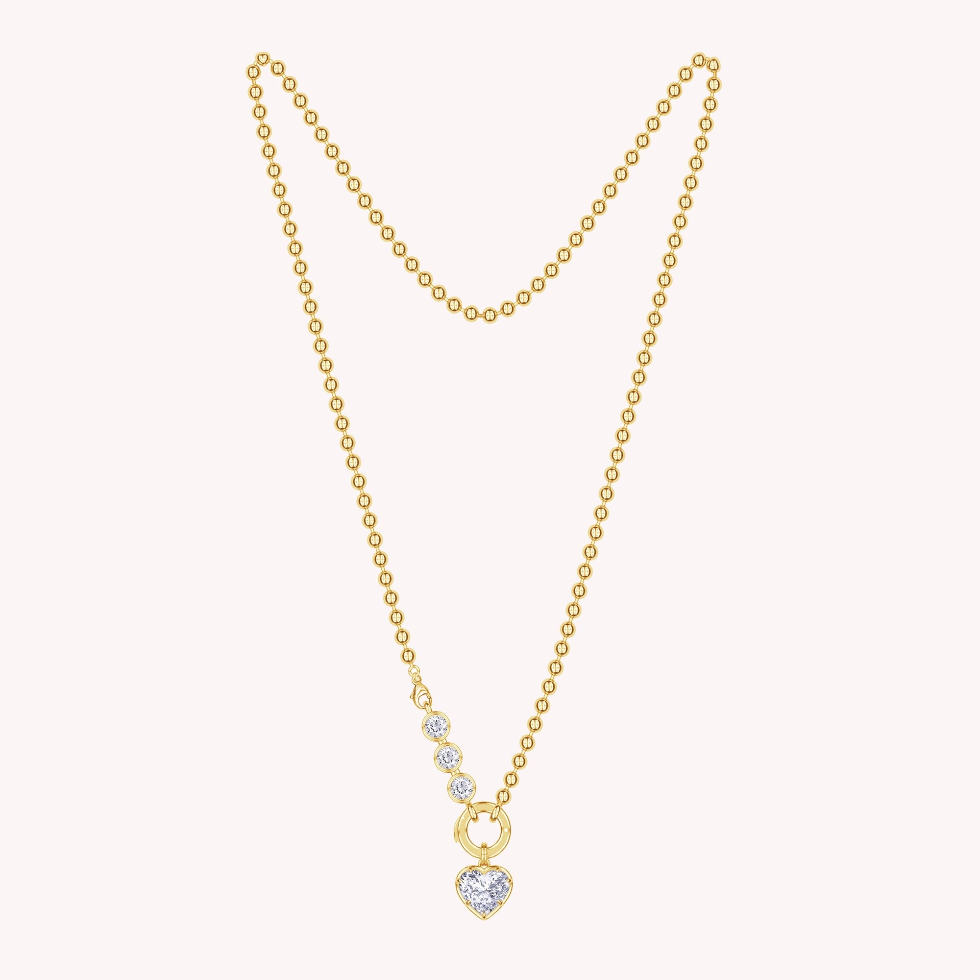 Heart Lab Created Moissanite and Round Lab Grown Diamond Solitaire Pendant Necklace