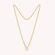 3mm Bead Chain 16" Necklace with Three Stone Chain Connector