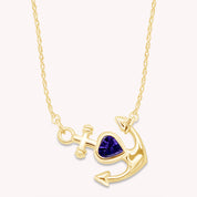 Simulated Birthstone Anchor Pendant Necklace for Women