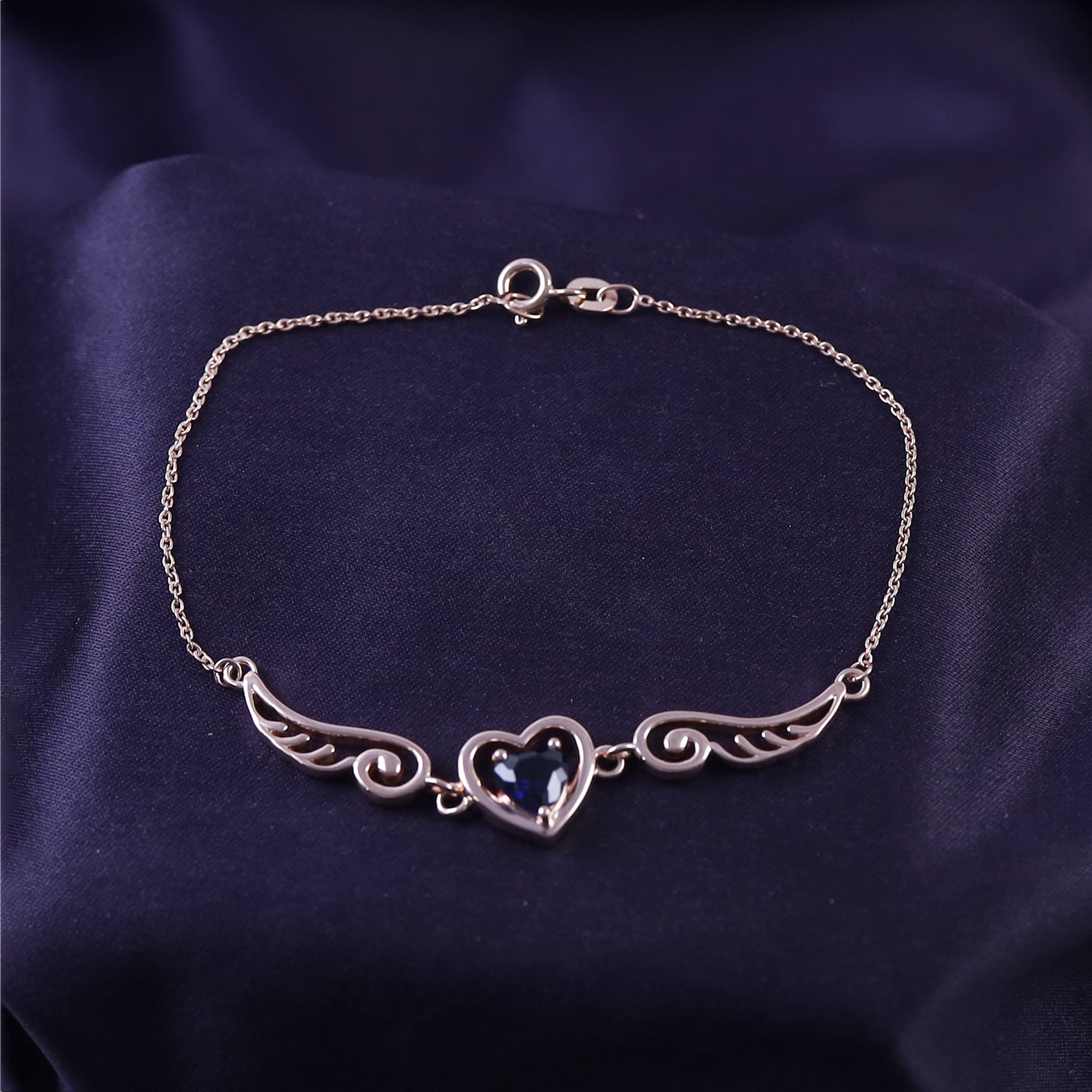 Angel Wings with Heart Chain Bracelet