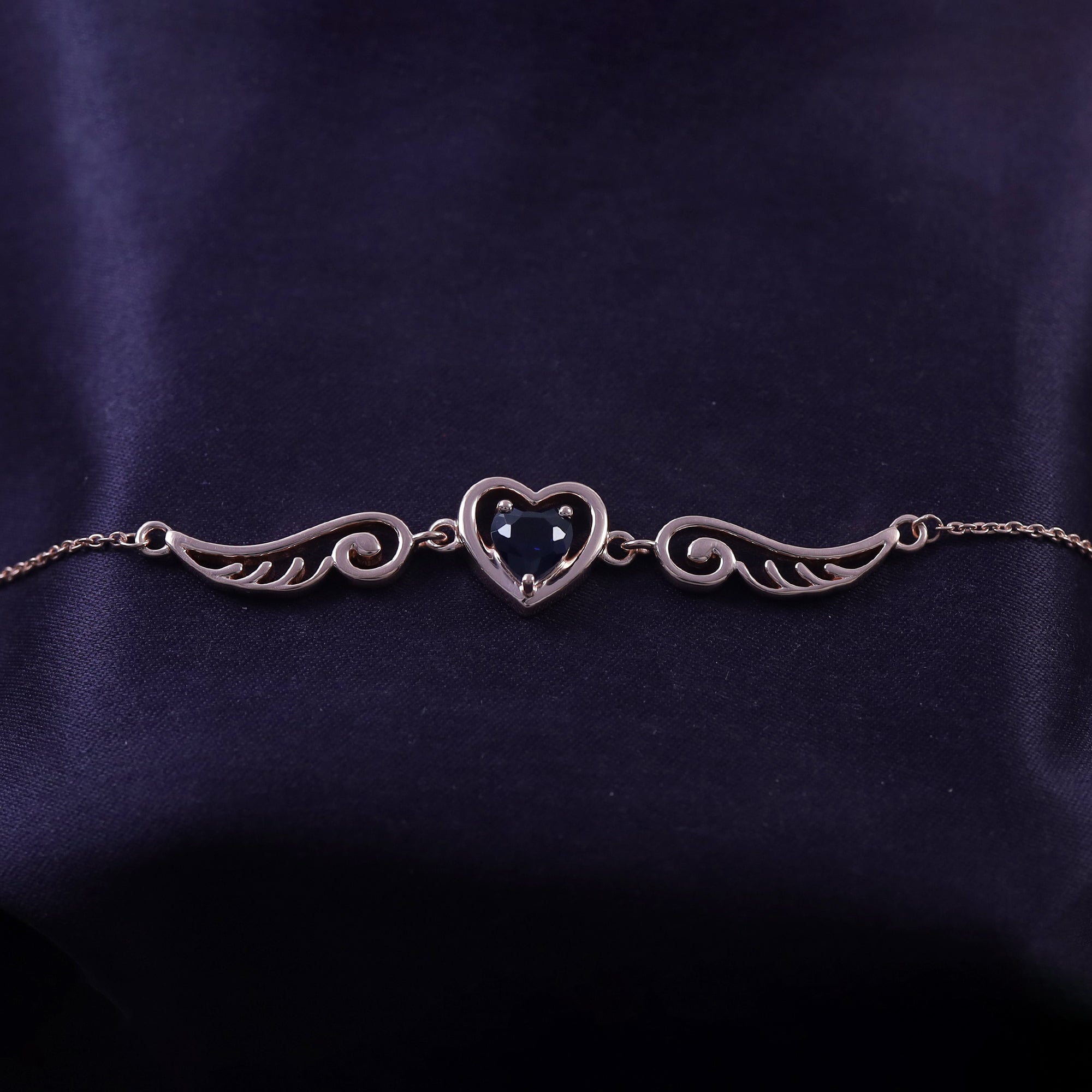 Angel Wings with Heart Chain Bracelet