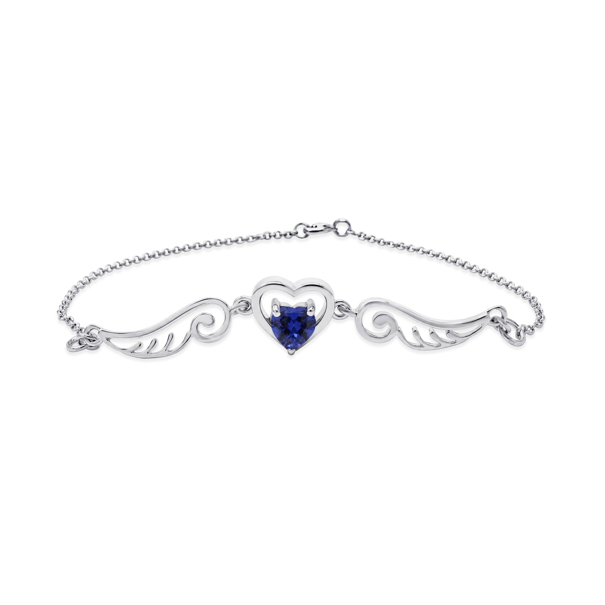 Angel Wings with Heart Chain Bracelet