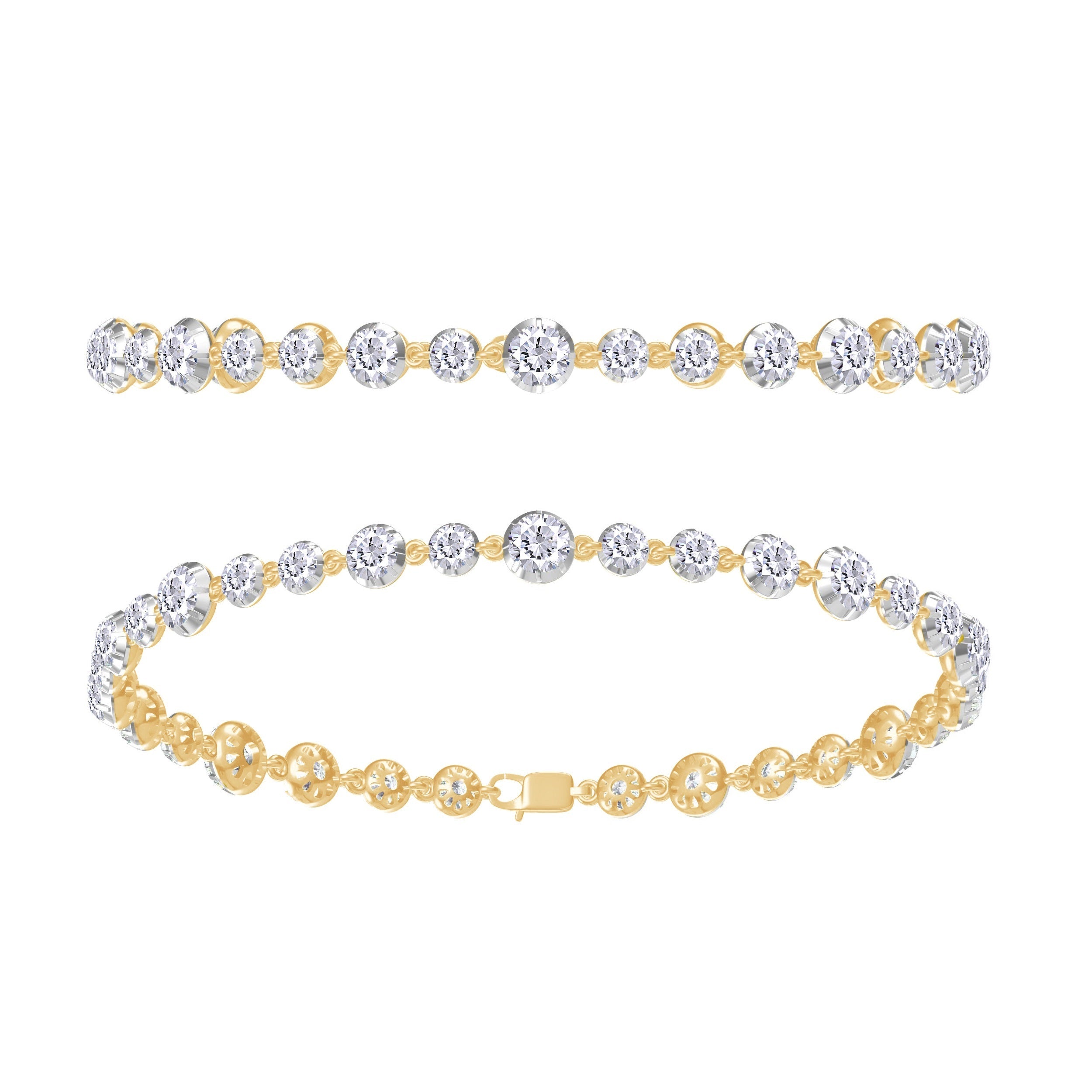Round Shape Lab Created Moissanite Tennis Link Chain Bracelet