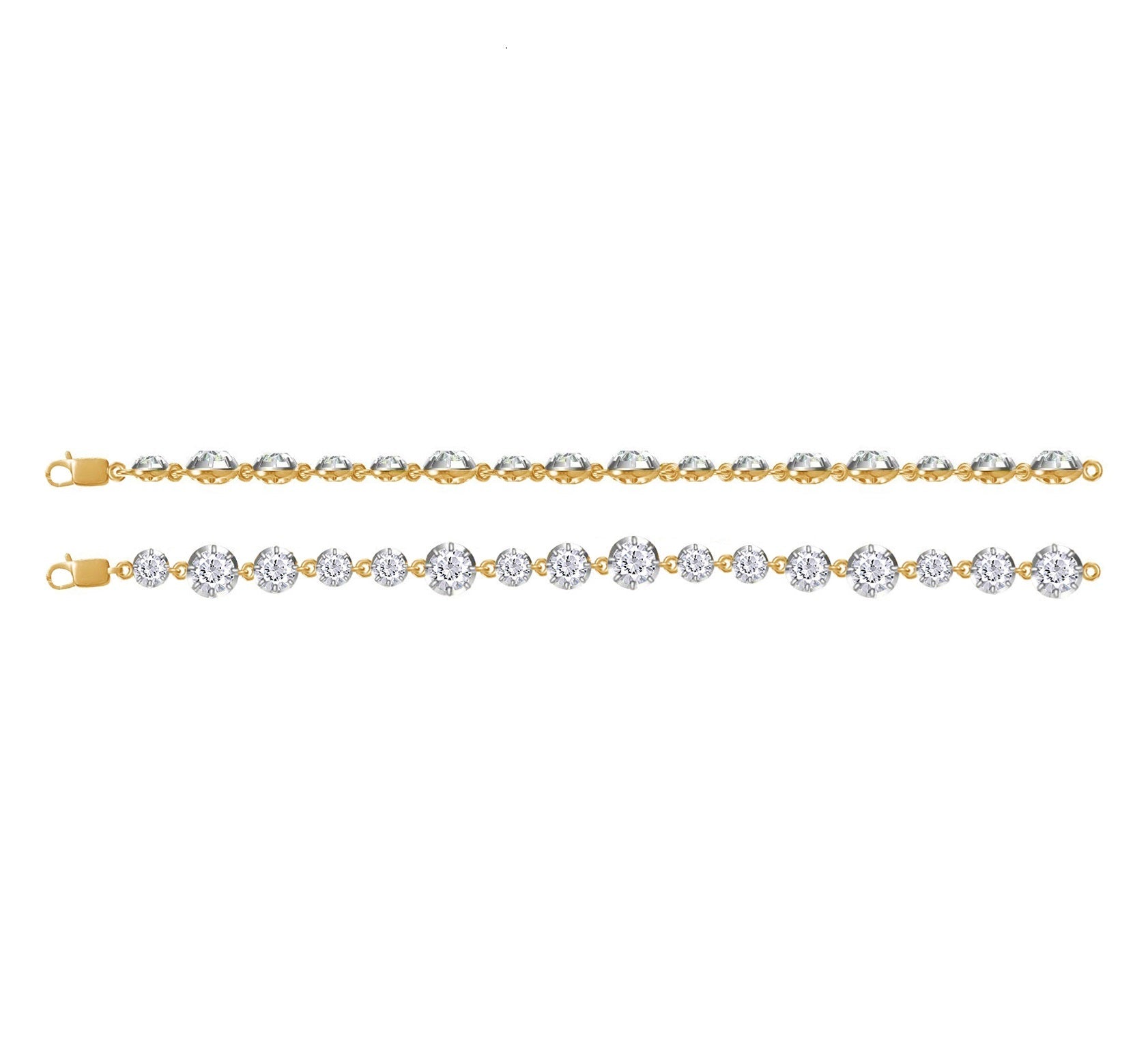 Round Shape Lab Created Moissanite Tennis Link Chain Bracelet