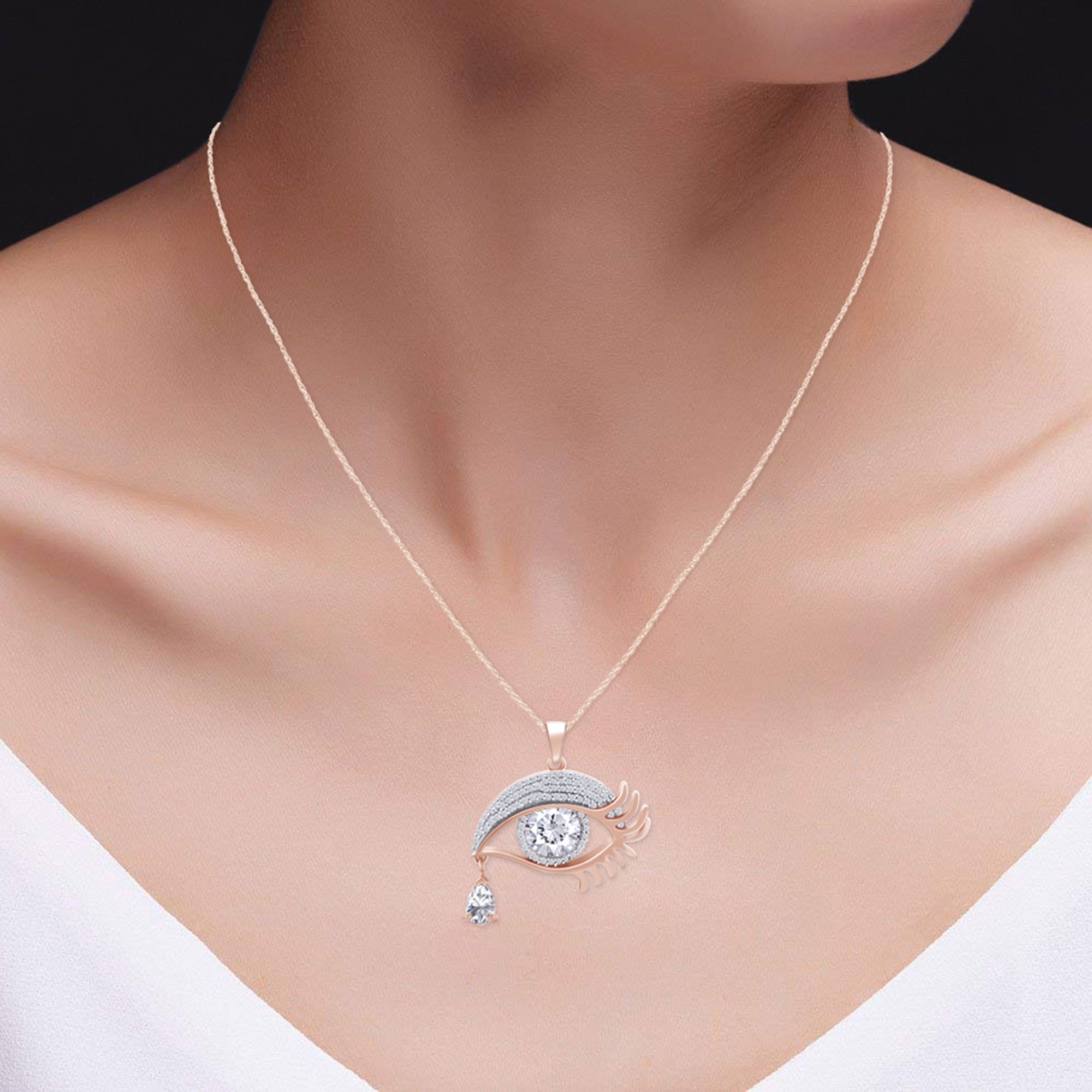 Angel Eye Teardrop Pendant Necklace
