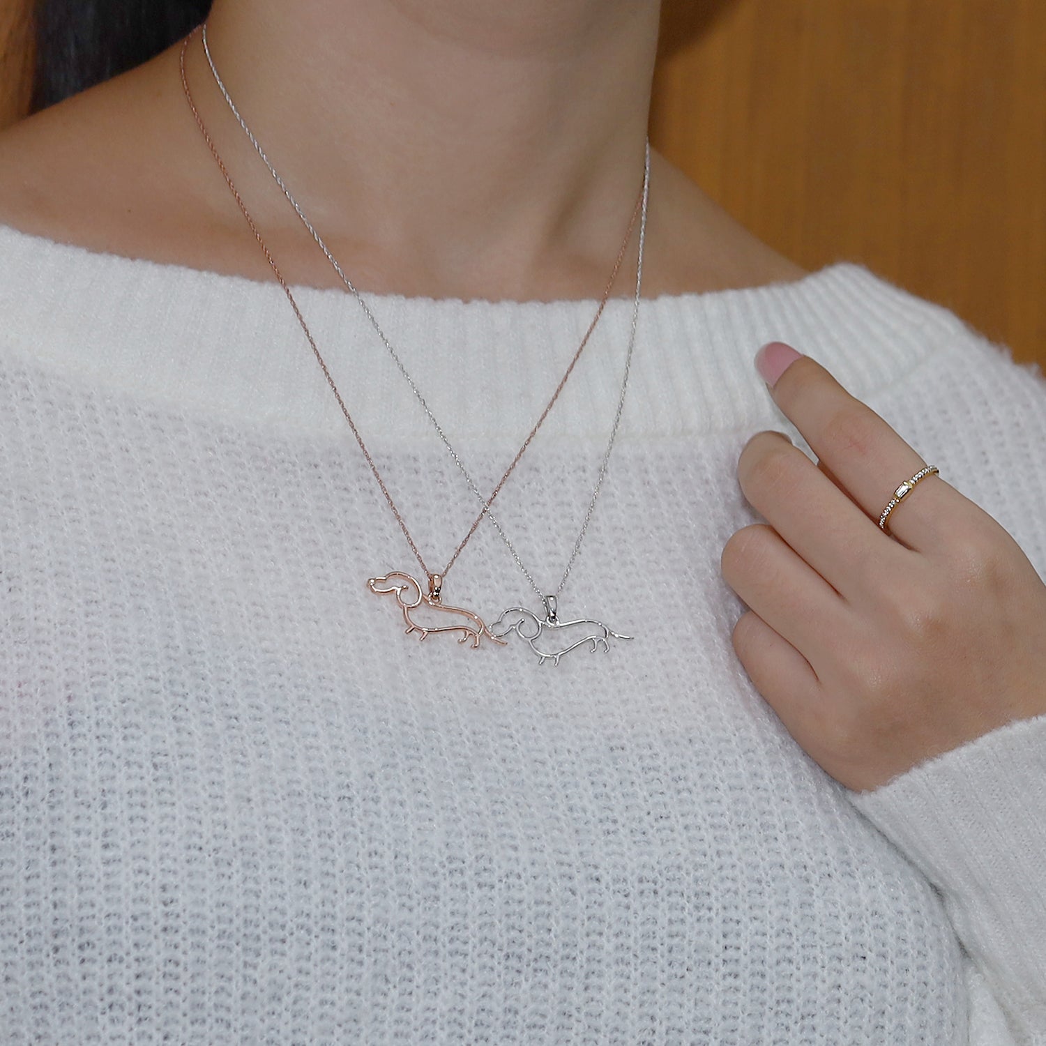 Dachshund Dog Charm Pendant Necklace 925 Sterling Silver