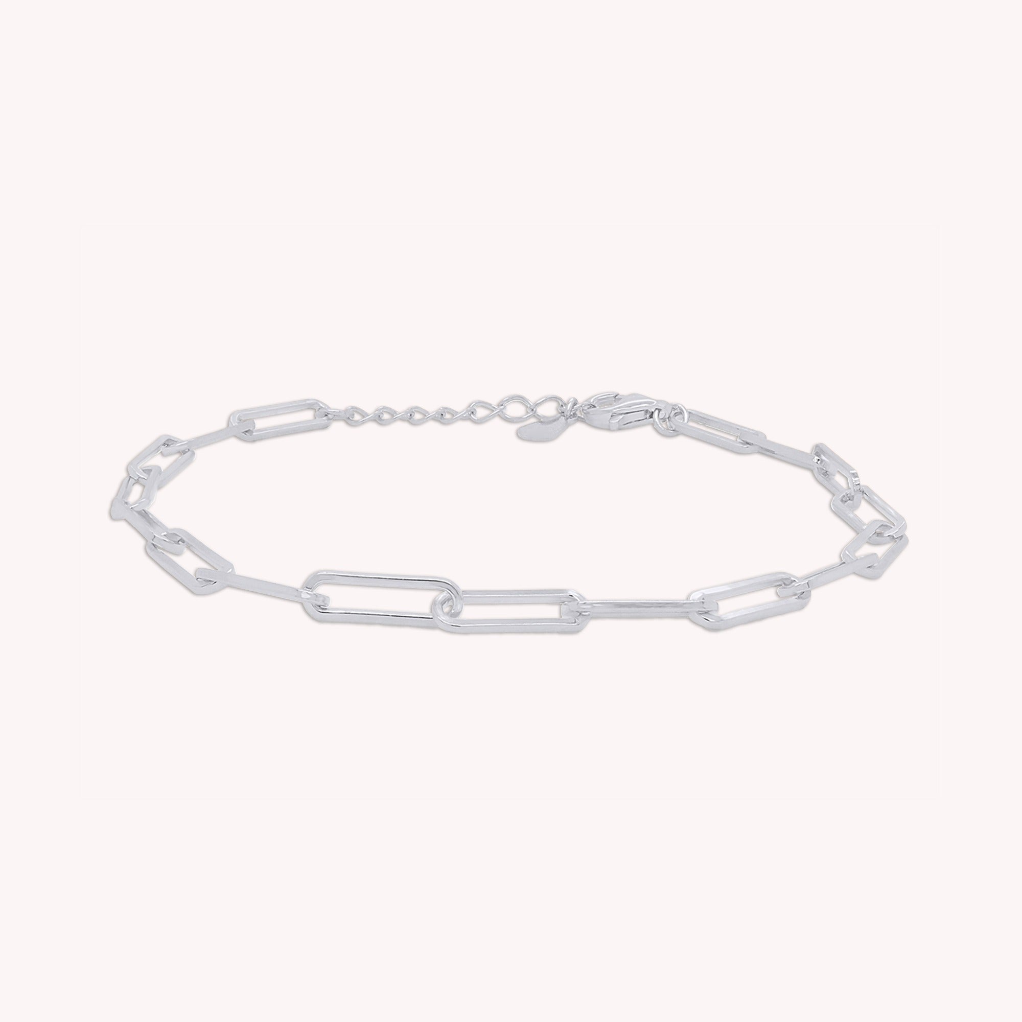 Adjustable Paper Clip Chain Bracelet 7" Length +1"
