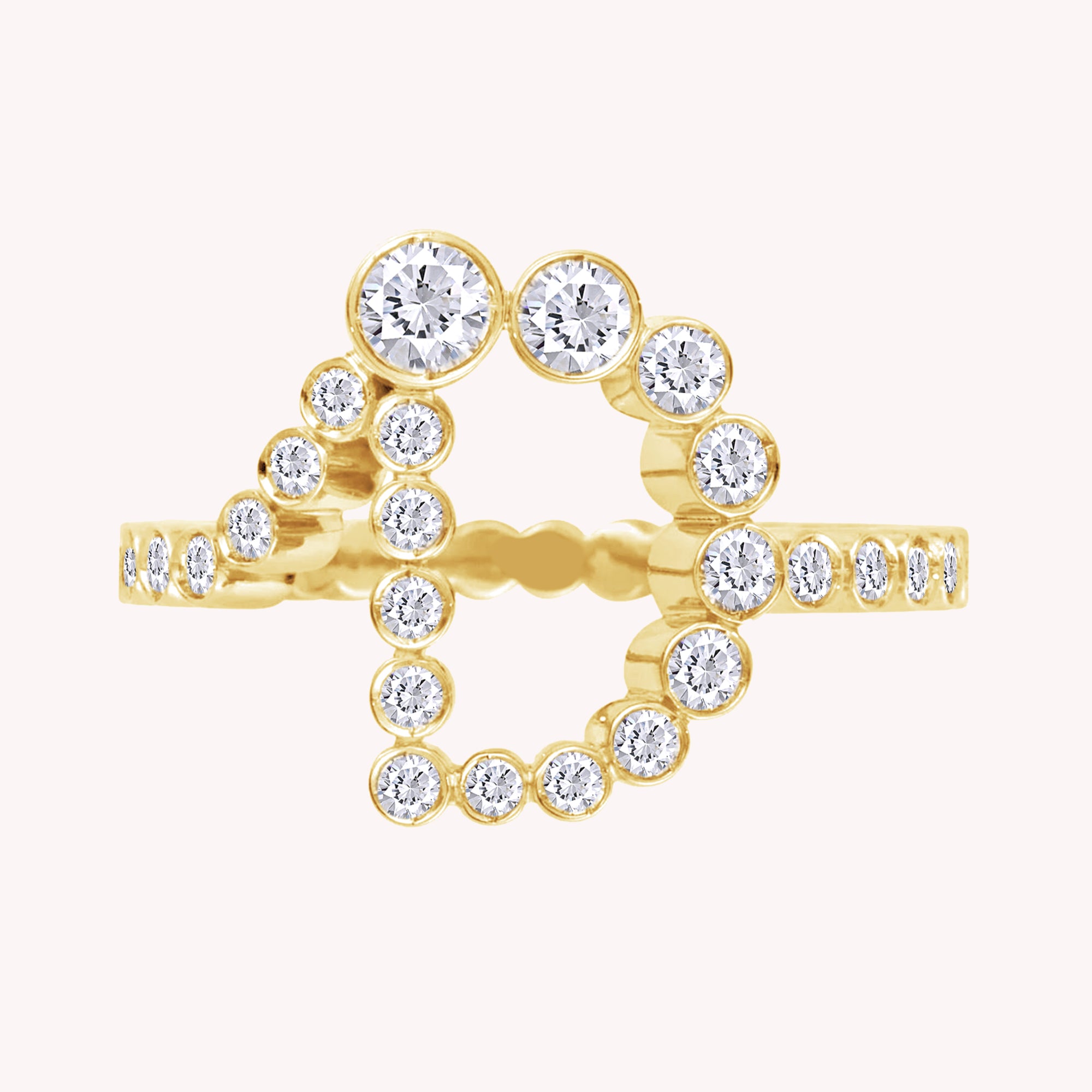 Bubble Round shape White Cubic Zirconia Initial Letter Ring