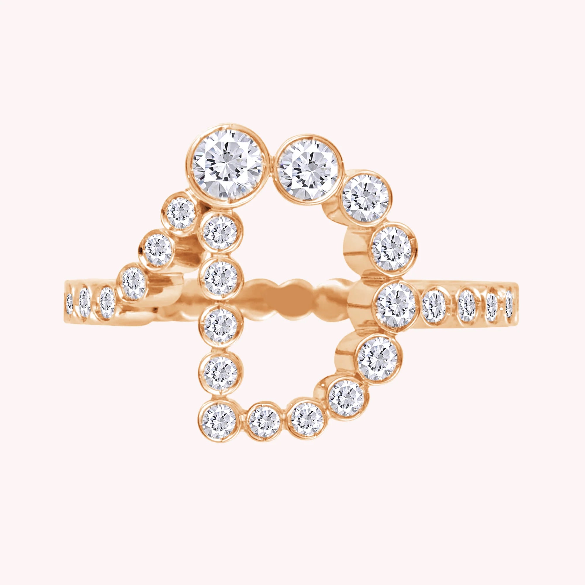 Bubble Round shape White Cubic Zirconia Initial Letter Ring