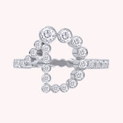 Bubble Round shape White Cubic Zirconia Initial Letter Ring