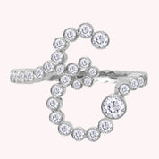 Bubble Round shape White Cubic Zirconia Initial Letter Ring